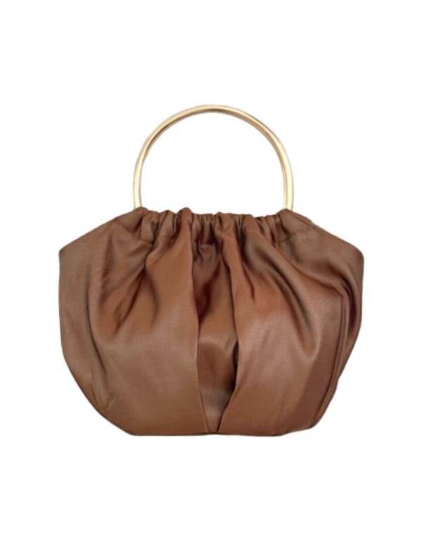 Pochette en soie mikado avec poignée dorée