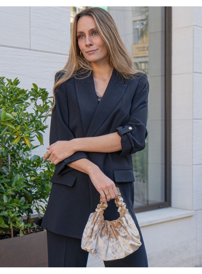 Crinkled velvet hand bag