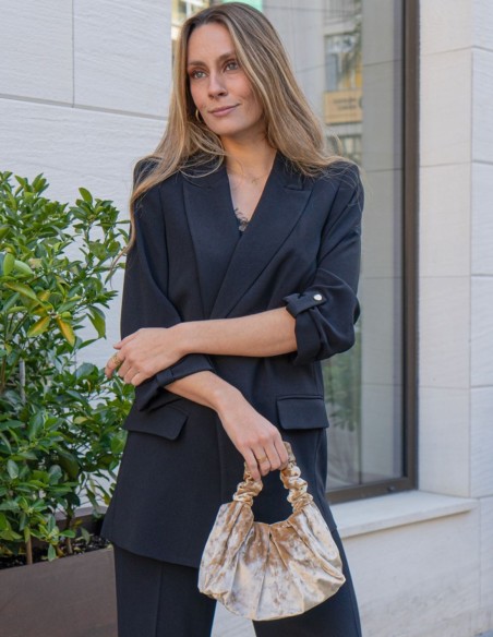 Crinkled velvet hand bag