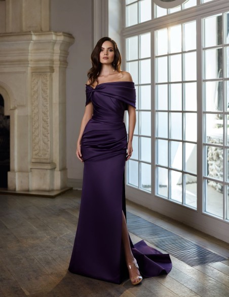 Robe de bal longue avec boléro, corset drapé et surjupe amovible