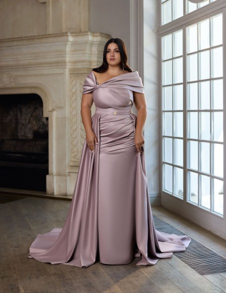 Long ball gown with bolero, draped corset and detachable overskirt