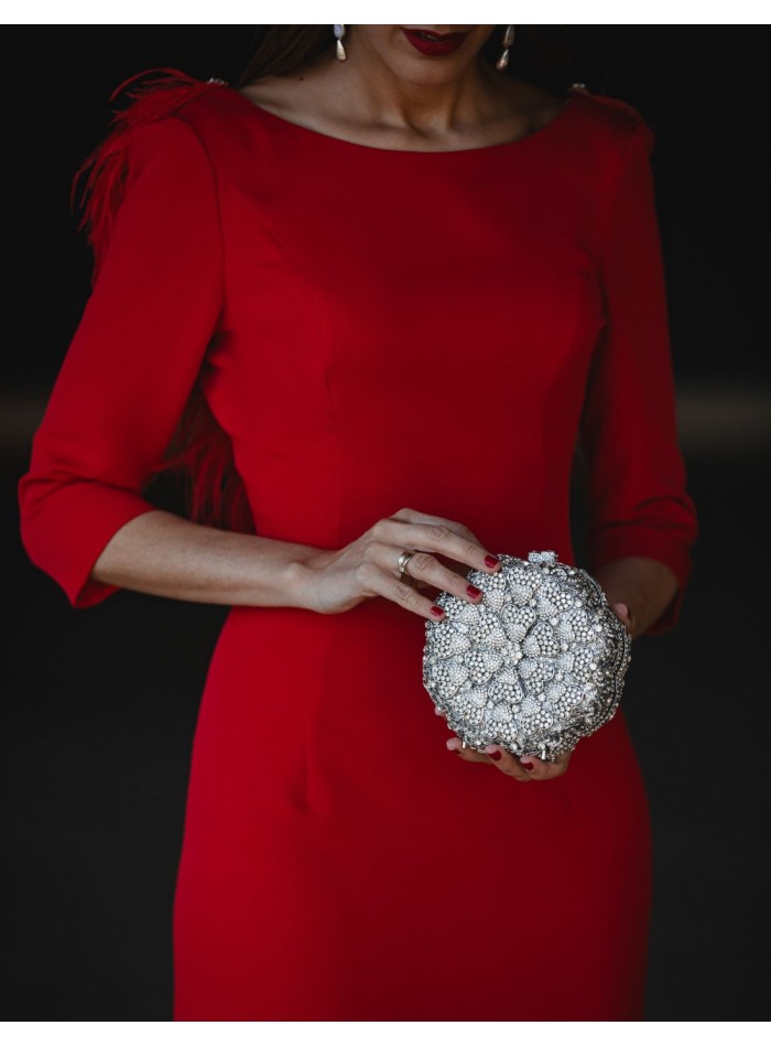 Jewel clutch in the shape of a flower with...