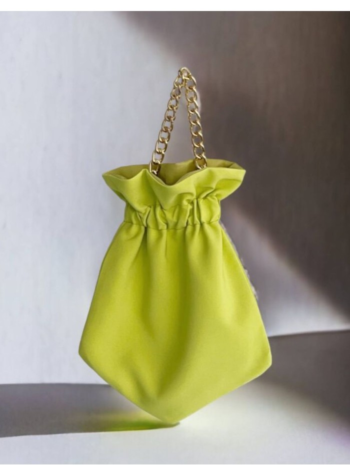 Smooth party bag with short braided golden chain