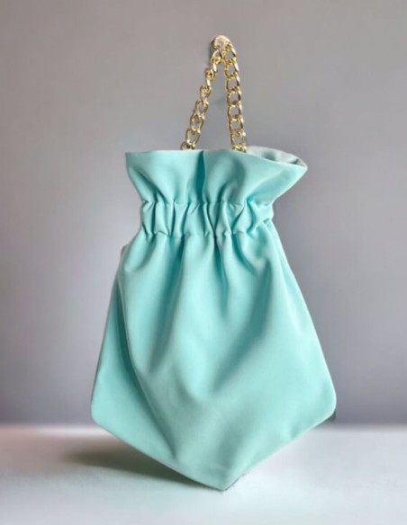 Sac de fête lisse avec chaîne courte tressée et dorée