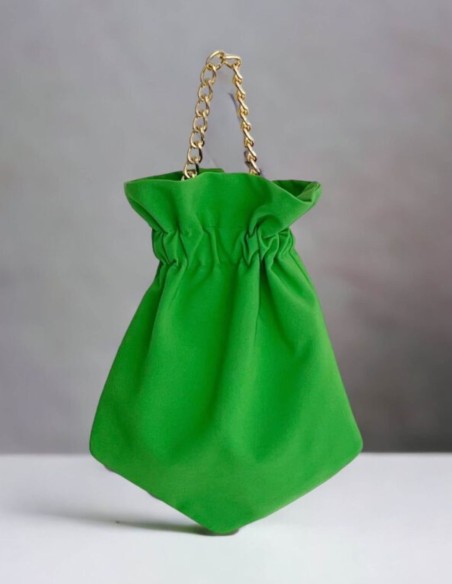 Sac de fête lisse avec chaîne courte tressée et dorée
