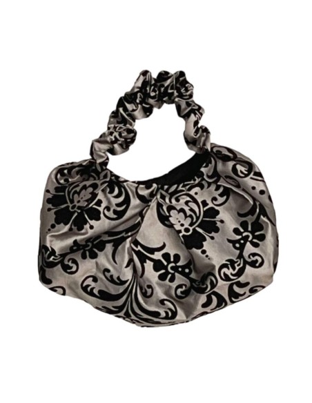 Ruffled party bag in printed taffeta
