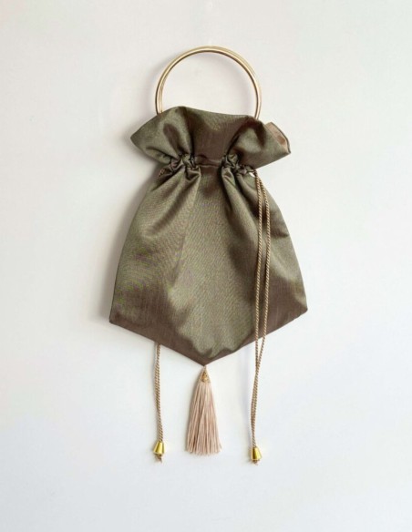Sac de fête avec poignée dorée et taffetas