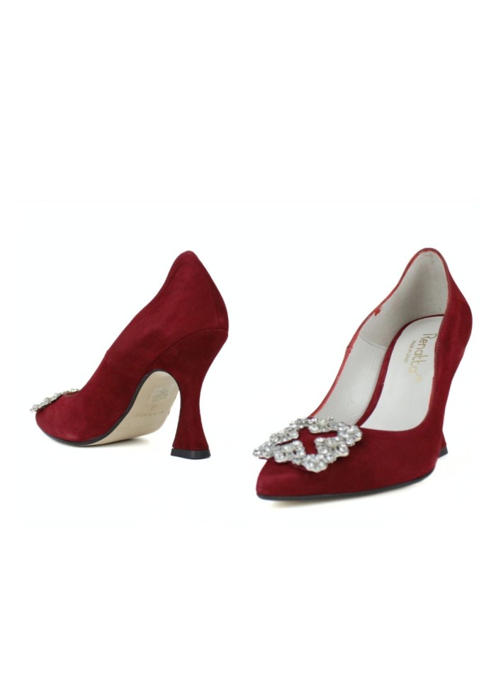 Chaussures à talons en daim avec broche brillante