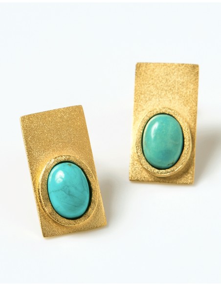 Pendientes rectángulo con piedras de color para invitadas