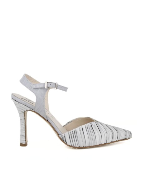 Chaussures à talons hauts en tissu plissé gris de style lounge