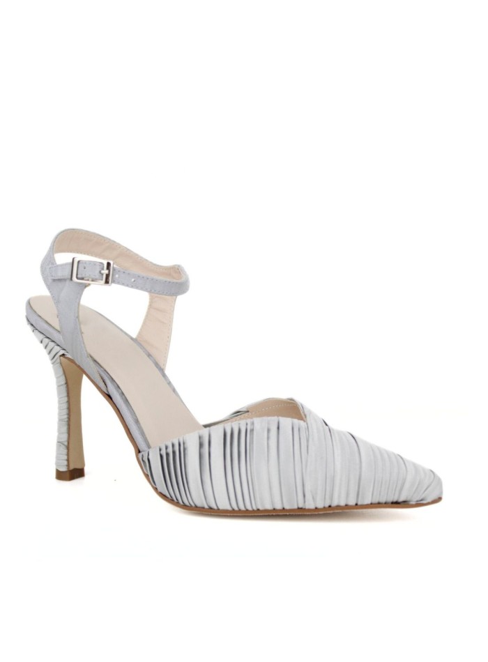 Zapato de tacón estilo salón de tejido plisado...