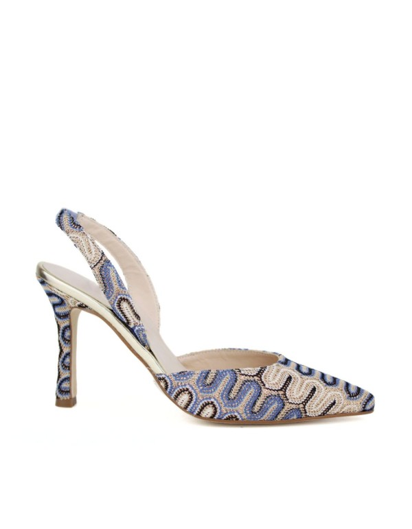 Escarpins à talons et bouts fermés en tissu imprimé