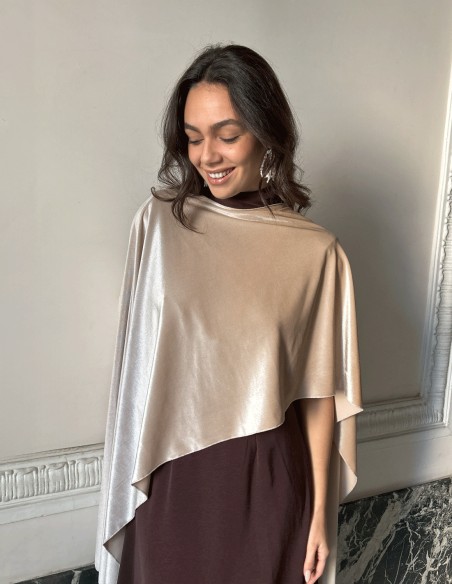 Capa de terciopelo fino multiposición para invitada beige