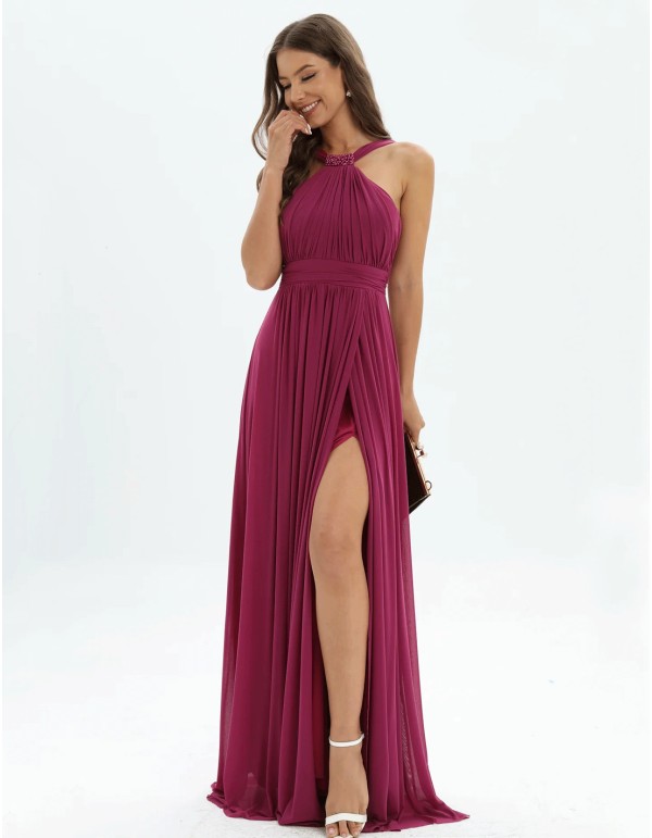 Robe de soirée longue avec encolure licou et détails en... 2