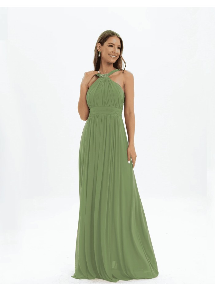 Evening Dress with Halter Neckline and...