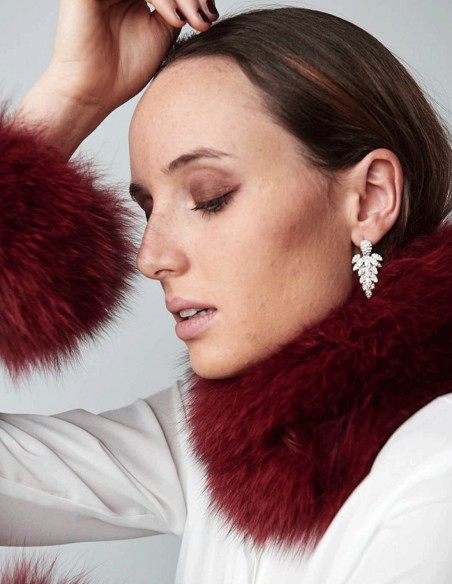 Collier et poignets multipositions en renard naturel