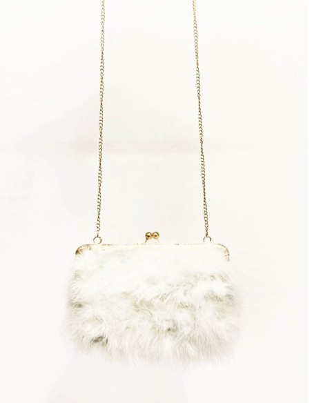 Hand bag with ostrich feathers