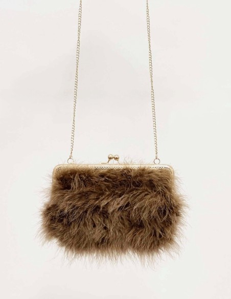 Sac à main avec plumes d'autruche