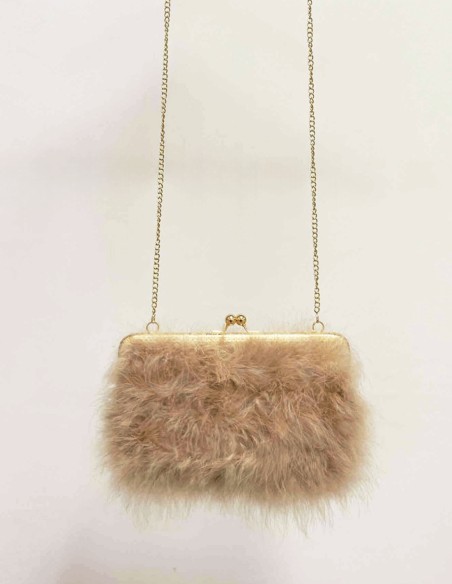 Bolso de mano con plumas de avestruz