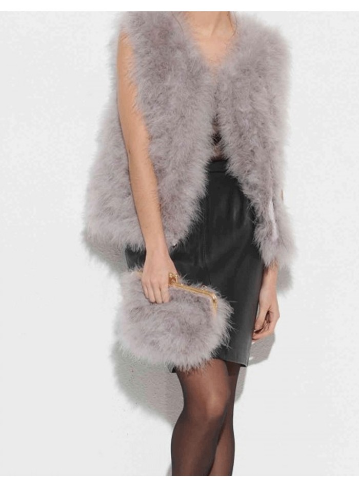 Bolso de mano con plumas de avestruz