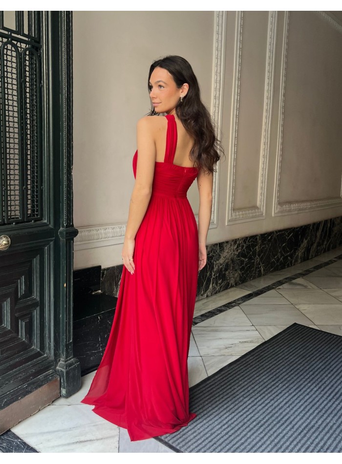 Evening Dress with Halter Neckline and...