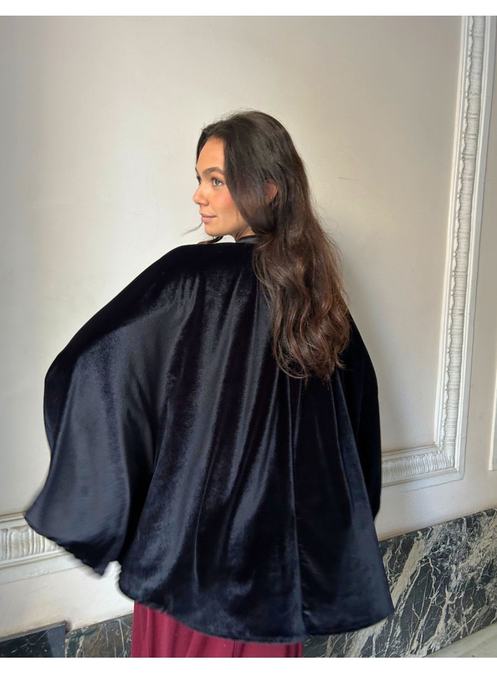 Cape courte en velours avec volant et ouverture