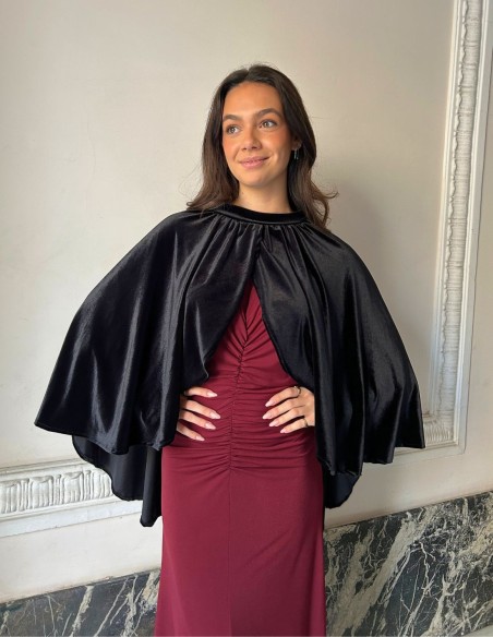 Cape courte en velours avec volant et ouverture