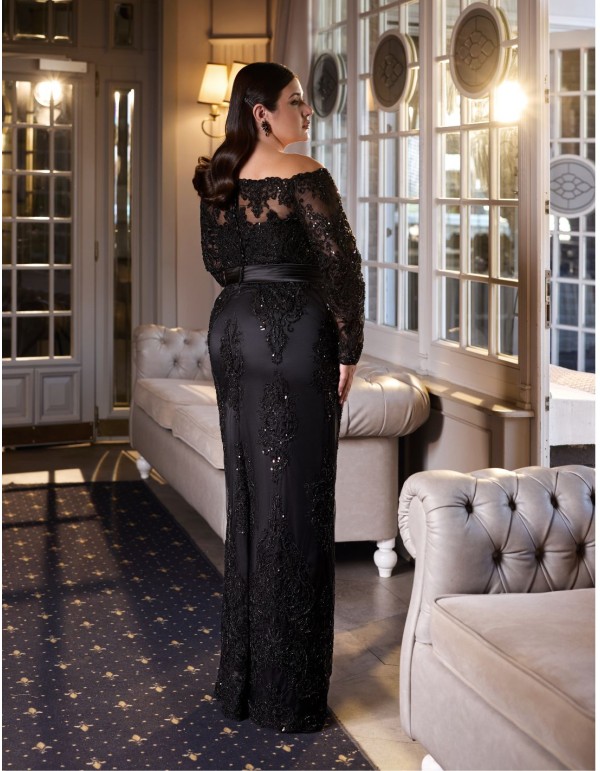 Robe de soirée longue pour invitées avec jupe droite et... 2