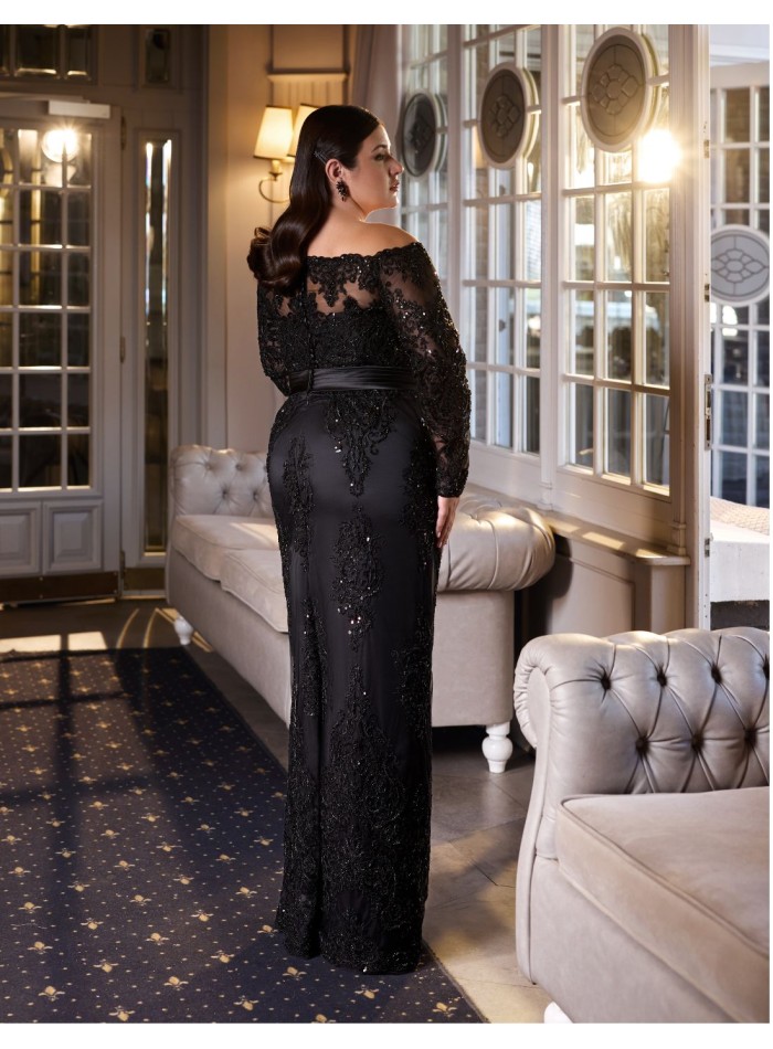 Robe de soirée longue pour invitées avec jupe...