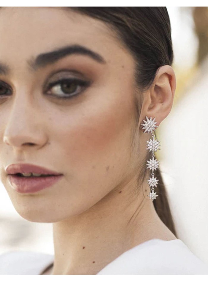 Boucles d'oreilles longues avec cinq étoiles