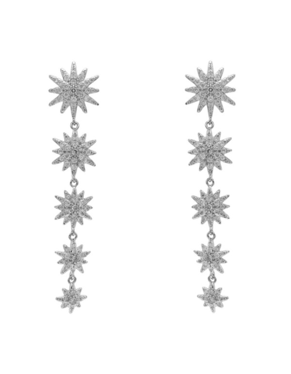 Pendientes largos de fiesta con cinco estrellas