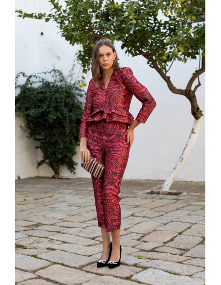 Pantalon midi droit avec imprimé