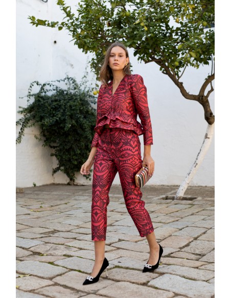 Pantalon midi droit avec imprimé