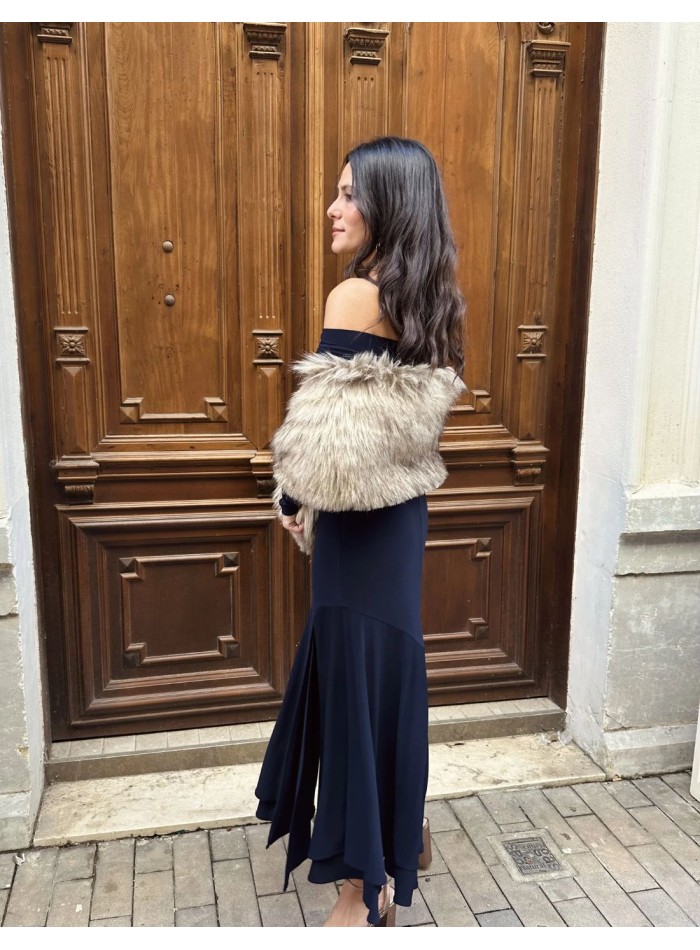 Robe de soirée midi avec encolure bateau et...