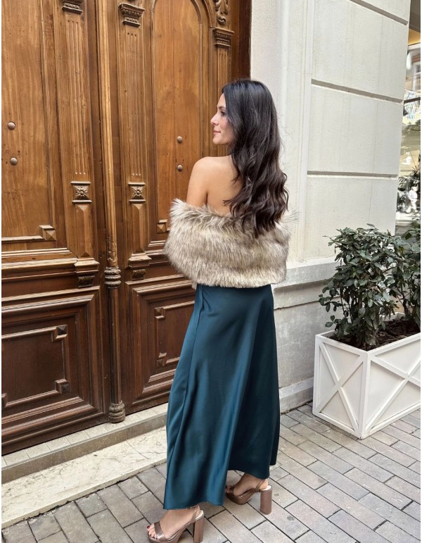 Falda midi de invitada en tejido satinado 2