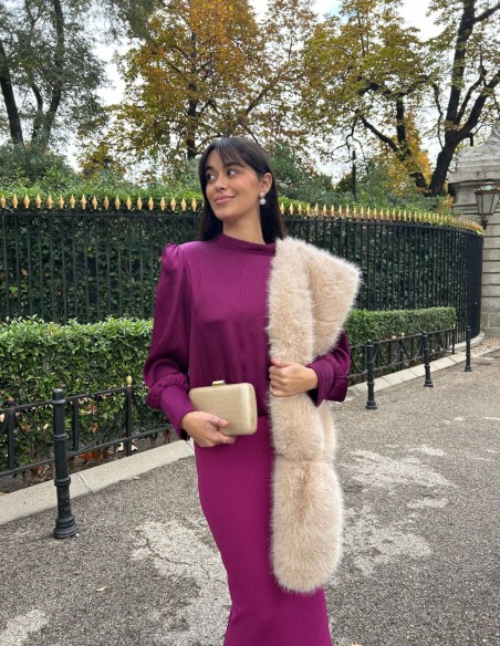 Vestido de fiesta midi con blusa de bambula y falda tubo de punto