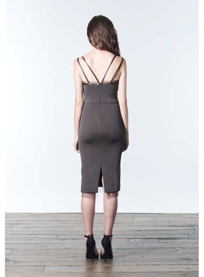 Minimalist fitted cocktail dress with double...