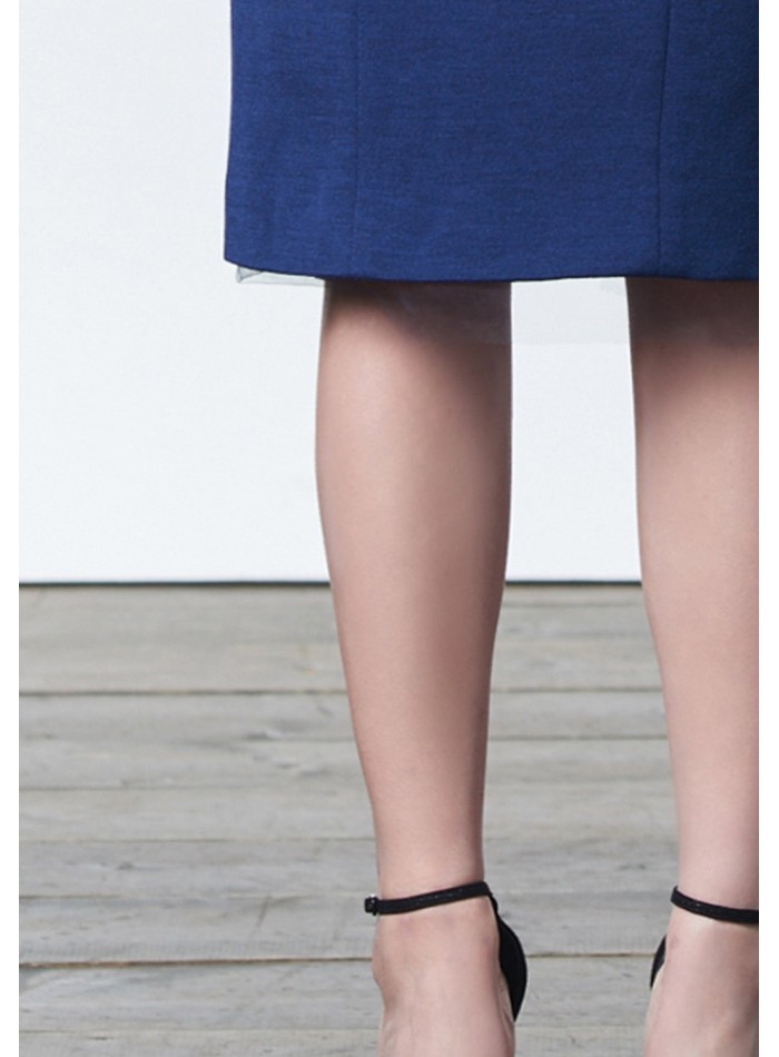 Minimalist blue cocktail dress with double straps