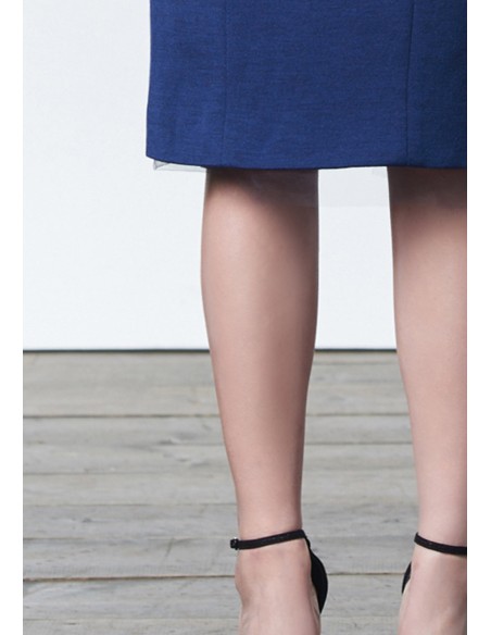 Robe de cocktail minimaliste bleue à double bretelle