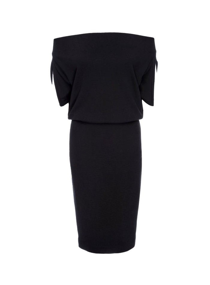 Vestido cóctel de punto con escote bandeau...