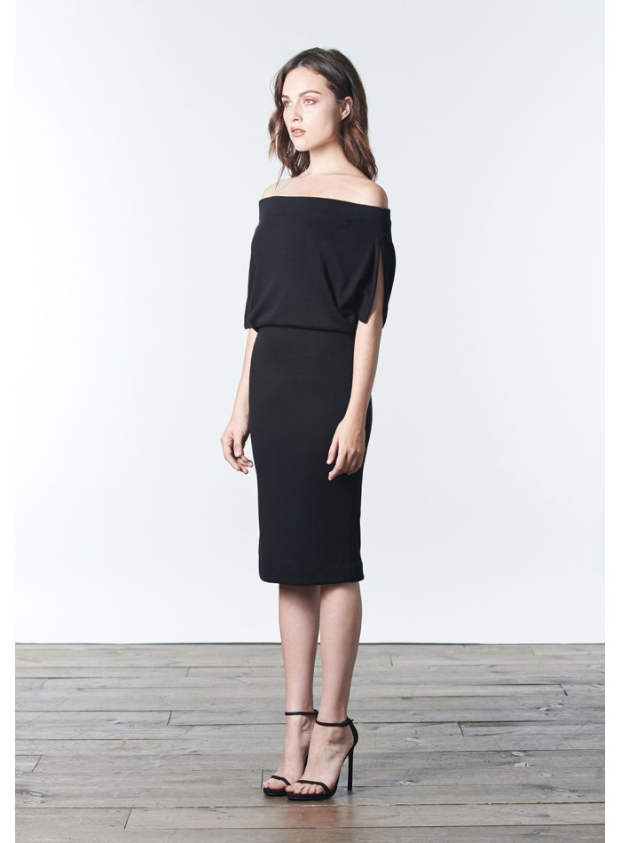 Knitted cocktail dress with multi-position...