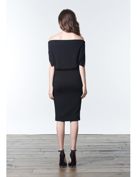 Vestido cóctel de punto con escote bandeau multiposición