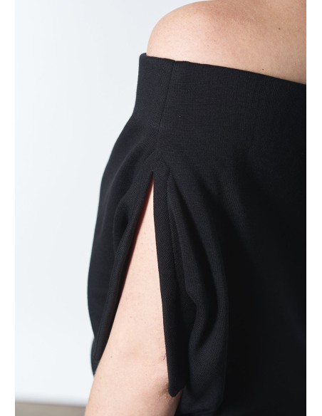 Vestido cóctel de punto con escote bandeau multiposición