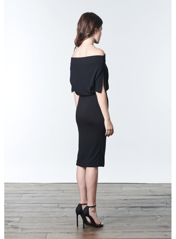 Vestido cóctel de punto con escote bandeau...