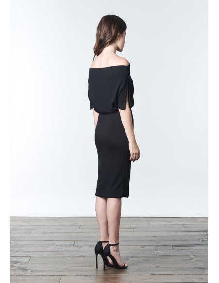 Robe de cocktail en maille avec encolure bandeau multi-positions