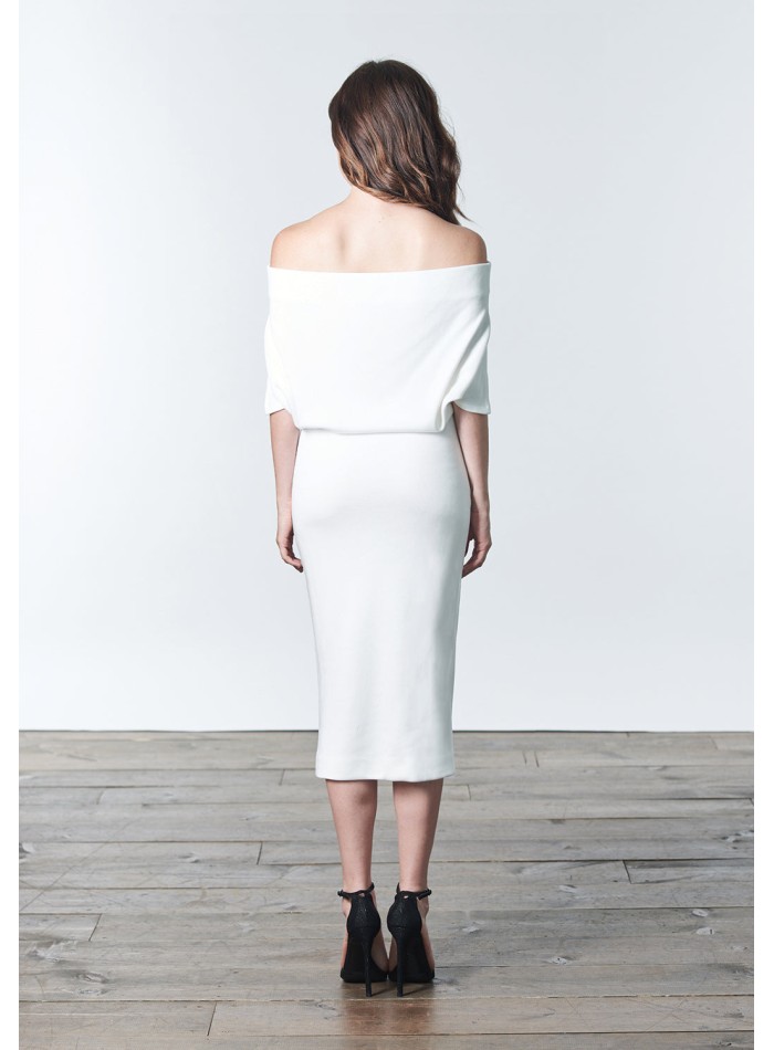 Robe de cocktail en maille blanche avec...