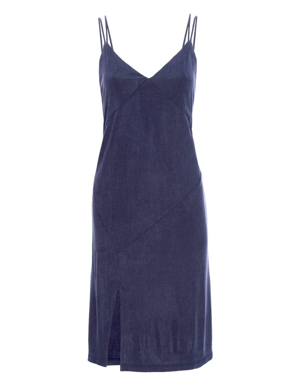 Midi dress with double straps and side slit 2