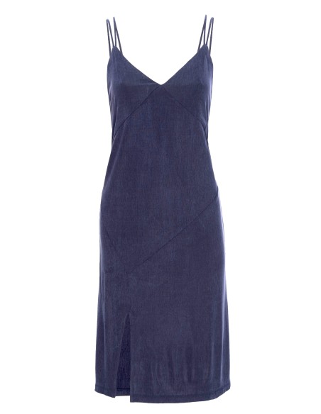 Robe midi avec doubles bretelles et fente latérale