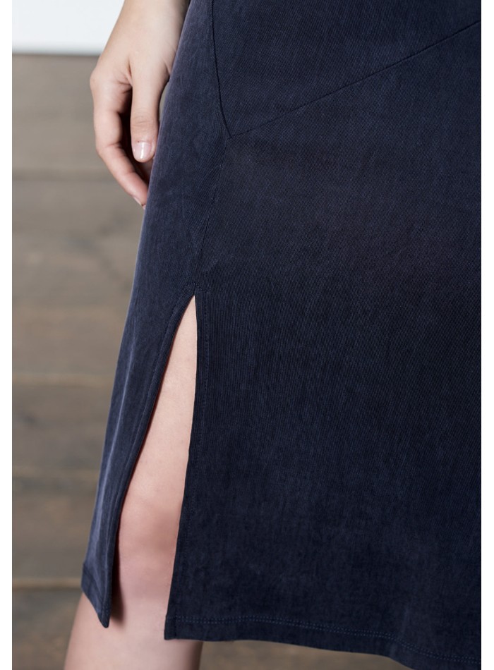 Robe midi avec doubles bretelles et fente latérale