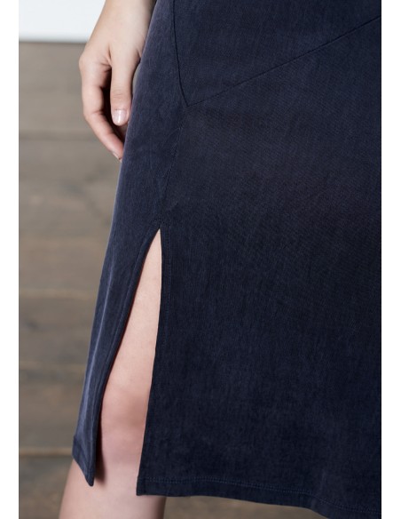 Midi dress with double straps and side slit